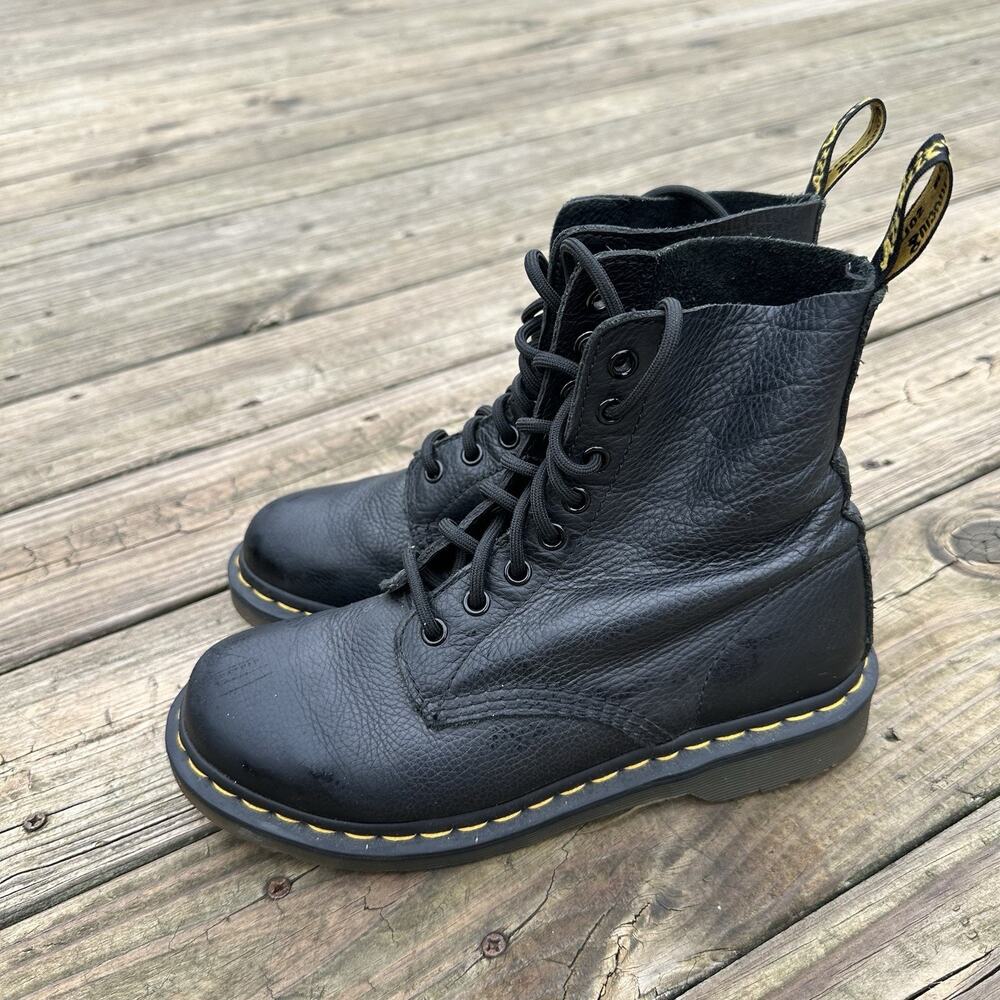 Dr. Martens Pascal 1460 Black Soft Virginia Leather Boots for Women Size US 7
